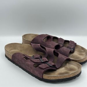 BIRKENSTOCK Florida Suede Leather Purple Triple Strap Sandals